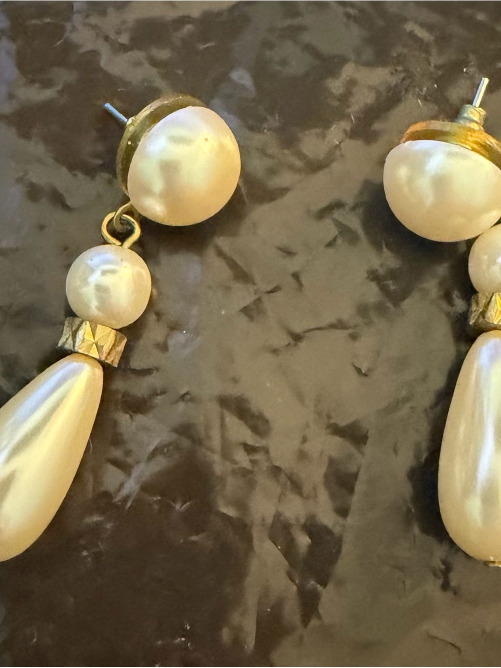 Gold Pearl Drop Earrings - Elegant Cream Pearl Dangles